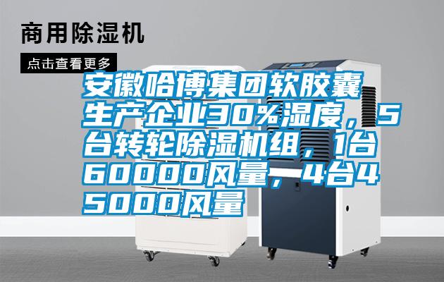 安徽哈博集團軟膠囊生產(chǎn)企業(yè)30%濕度，5臺轉輪除濕機組，1臺60000風量，4臺45000風量